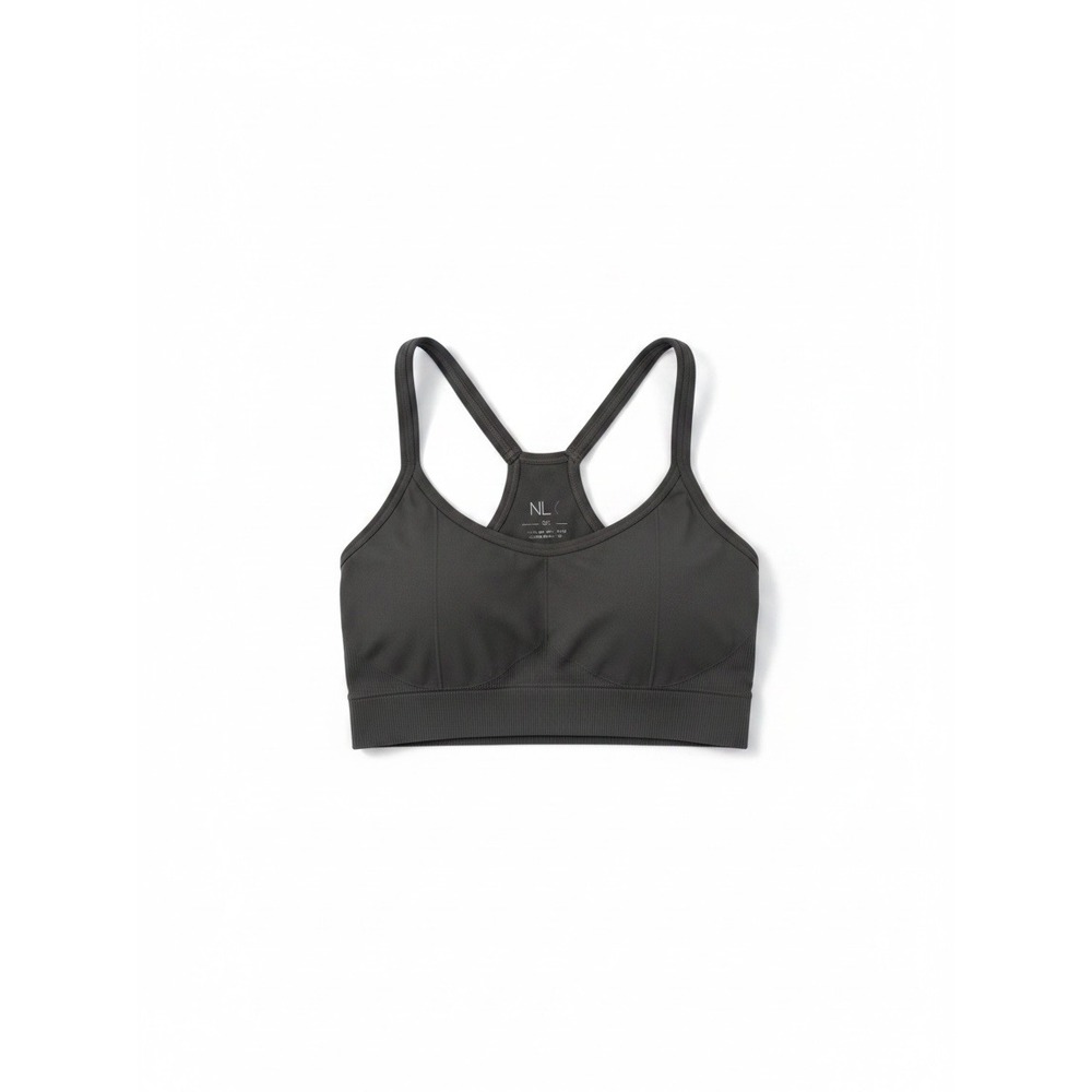 NUX Cropped Micro Ribbed Racerback Sports Bra Gray Medium NWOT
